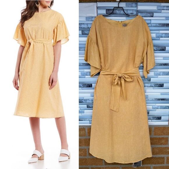 Cremieux Natalia Tie Front Ruffle Sleeve Dress 12 - Picture 1 of 17